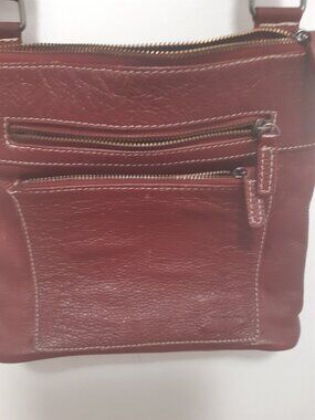 Roots Burgundy Leather Crossover Bag